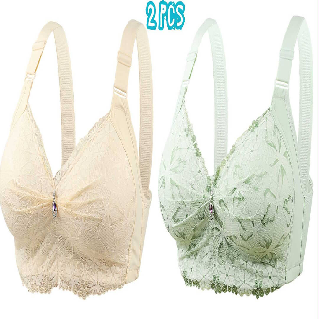 2 Pcs China Eye Catching Round Shape Bra - Cream + Green 2Pcs (Combo) China Eye Catching Round Shape Bra – 💛Cream & 💚Green - Image 1