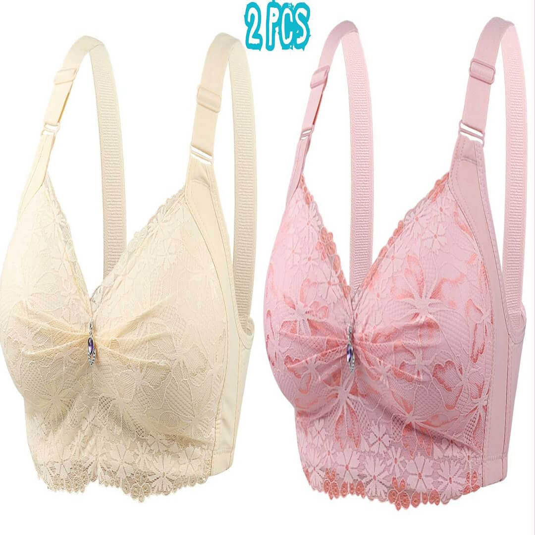 2 Pcs China Eye Catching Round Shape Bra - Cream + Light Pink 2Pcs (Combo) China Eye Catching Round Shape Bra – 💛Cream & 💗Light Pink - Image 1