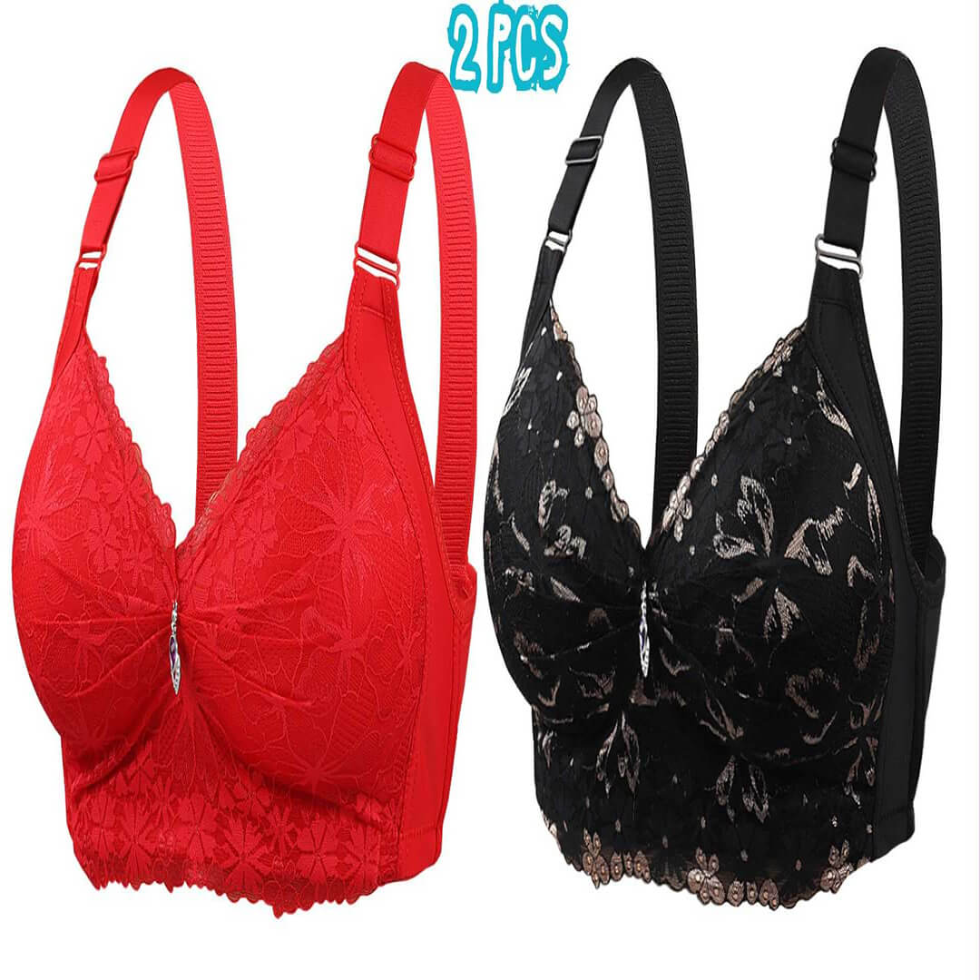 2 Pcs China Eye Catching Round Shape Bra - Red + Black 2Pcs (Combo) China Eye Catching Round Shape Bra – ❤️Red & 🖤Black - Image 1