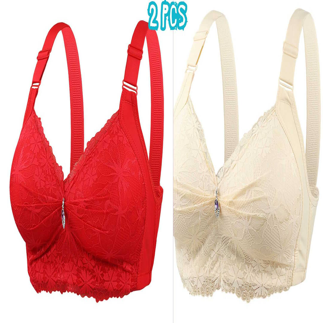 2 Pcs China Eye Catching Round Shape Bra - Red + Cream 2Pcs (Combo) China Eye Catching Round Shape Bra – ❤️Red & 💛Cream - Image 1