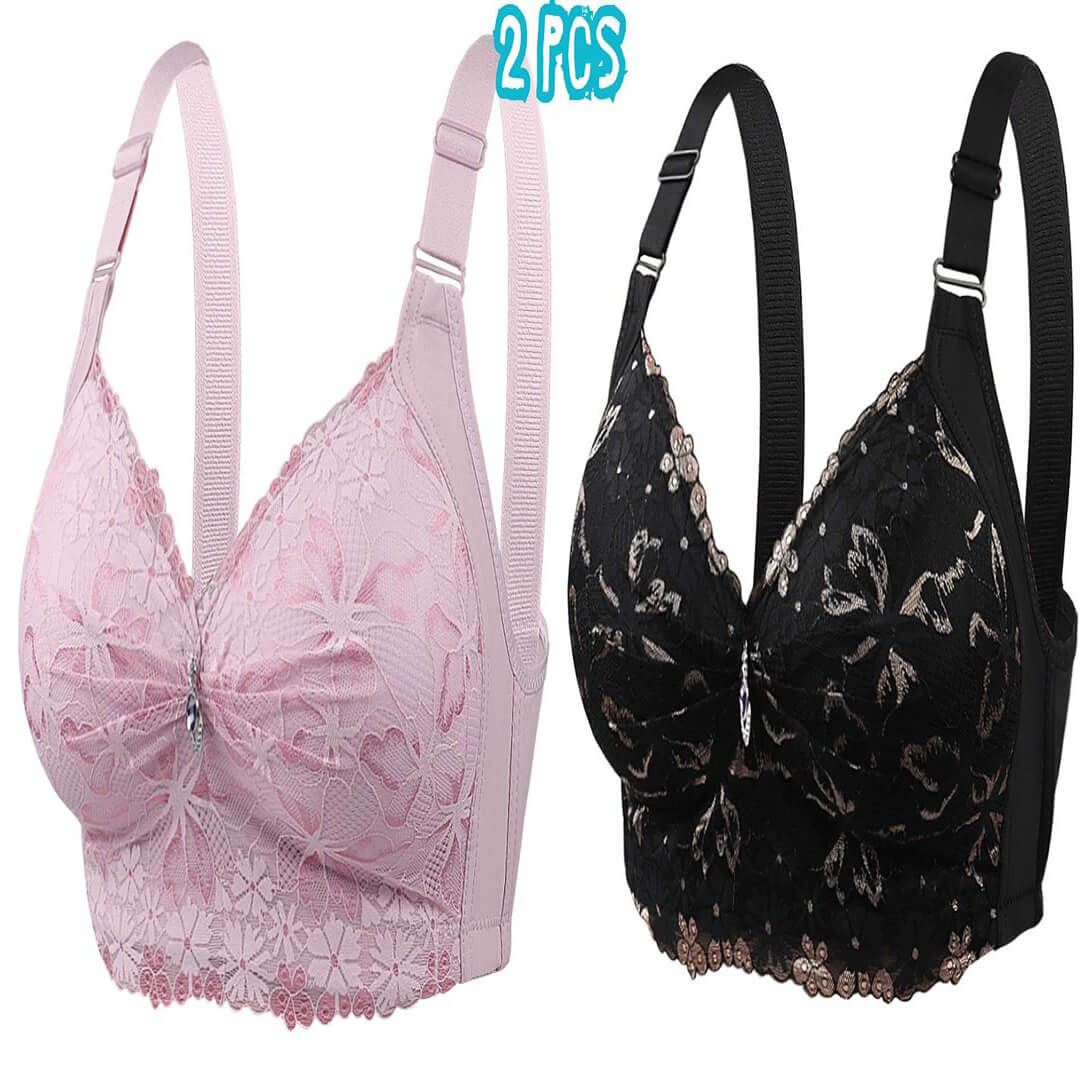 2 Pcs China Eye Catching Round Shape Bra - Soft Purple + Black 2Pcs (Combo) China Eye Catching Round Shape Bra - 💜Soft Purple & 🖤Black - Image 1