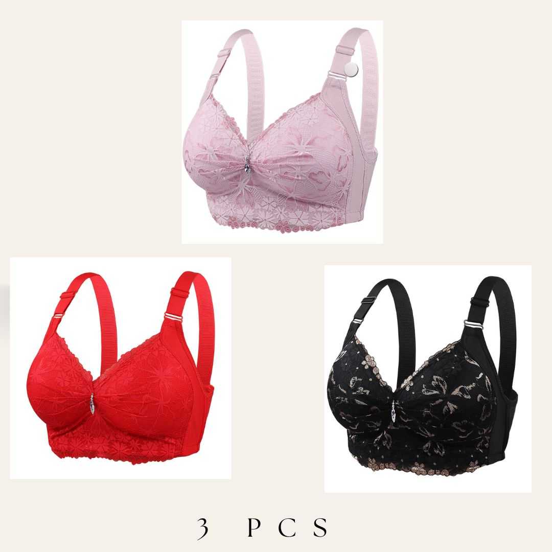 3 Pcs China Eye Catching Round Shape Bra - Soft Purple + Red + Black 3Pcs (Combo) China Eye Catching Round Shape Bra – 💜Soft Purple + ❤️Red + 🖤Black - Image 1