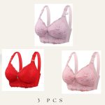 3Pcs (Combo) China Eye Catching Round Shape Bra – 💜Soft Purple + ❤️Red + 💗Light Pink