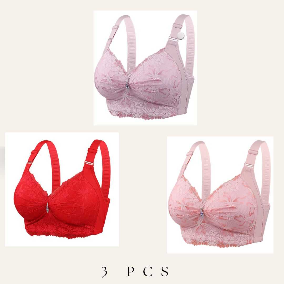 3 Pcs China Eye Catching Round Shape Bra - Soft Purple + Red + Light Pink 3Pcs (Combo) China Eye Catching Round Shape Bra – 💜Soft Purple + ❤️Red + 💗Light Pink - Image 1