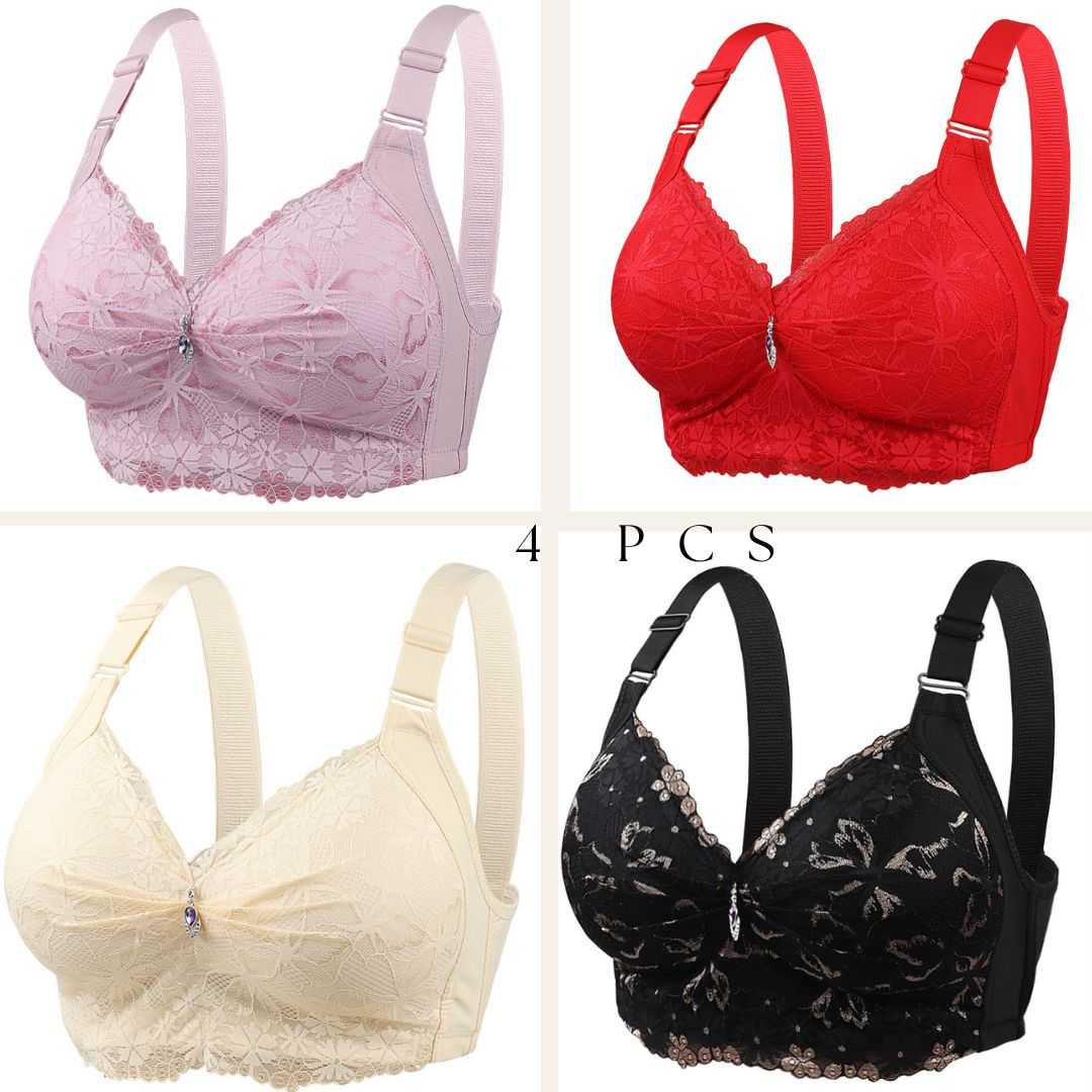 4 Pcs China Eye Catching Round Shape Bra -Soft Purple + Red + Cream + Black 4Pcs (Combo) China Eye Catching Round Shape Bra – 💜Soft Purple + ❤️Red + 💛Cream + 🖤Black - Image 1