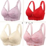 4Pcs (Combo) China Eye Catching Round Shape Bra – 💜Soft Purple + ❤️Red + 💛Cream + 💗Light Pink