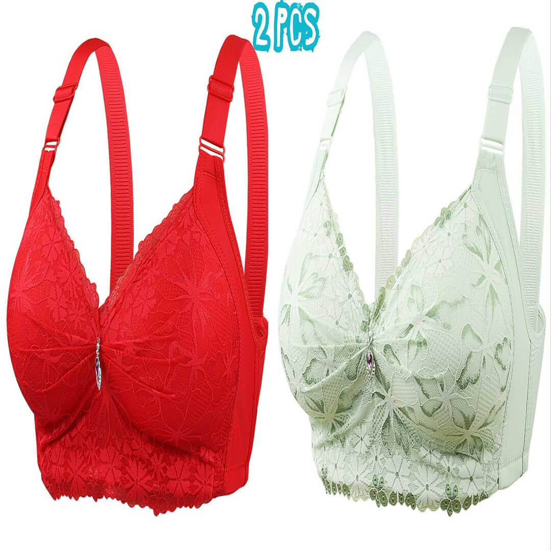 China Eye Catching Round Shape Bra - Red + Green 2Pcs (Combo) China Eye Catching Round Shape Bra – ❤️Red & 💚Green - Image 1