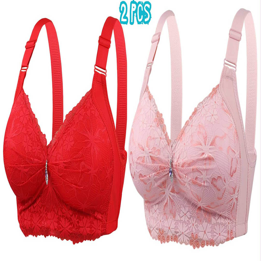 China Eye Catching Round Shape Bra - Red + Pink 2Pcs (Combo) China Eye Catching Round Shape Bra – ❤️Red & 💗Light Pink - Image 1